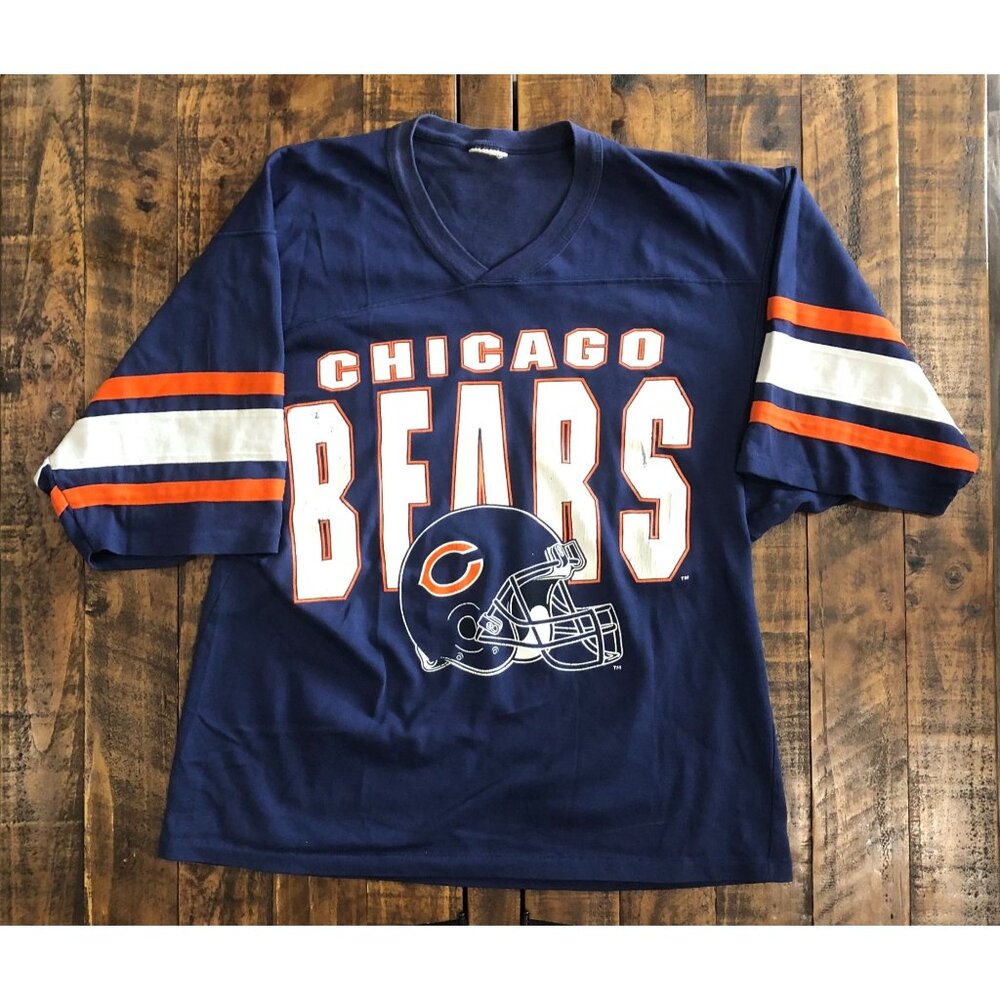 Vtg 90s Team Rated Chicago Bears Mens Large Heavy 3/4 Sleeve Shirt NFL